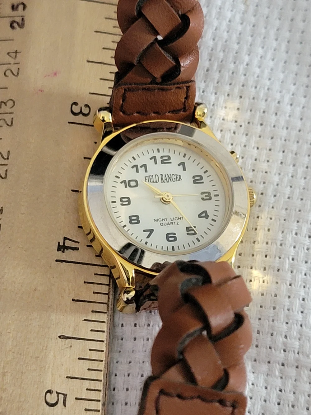 Indiglo Gold Tone Watch with Brown Leather Strap